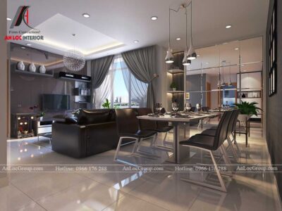 Thiết kế căn hộ 76m2 tại chung cư Vinhomes Sky Lake Phạm Hùng - phòng khách 2