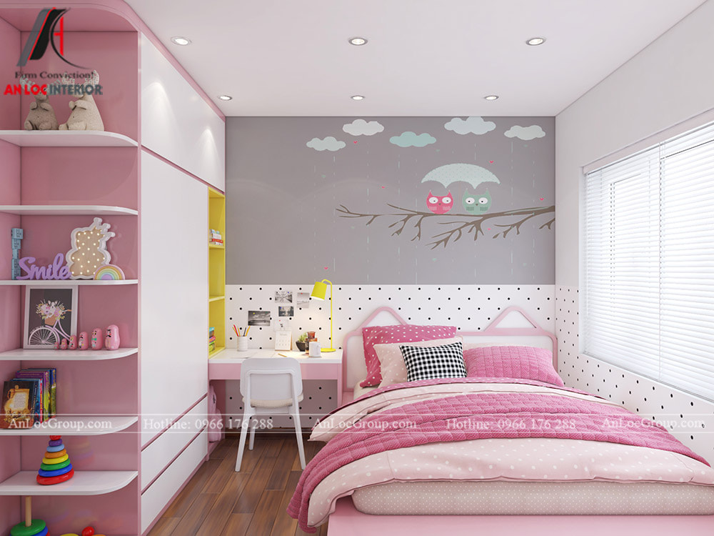 Thiết kế phòng ngủ màu hồng cho bé gái từ 5 - 10 tuổi