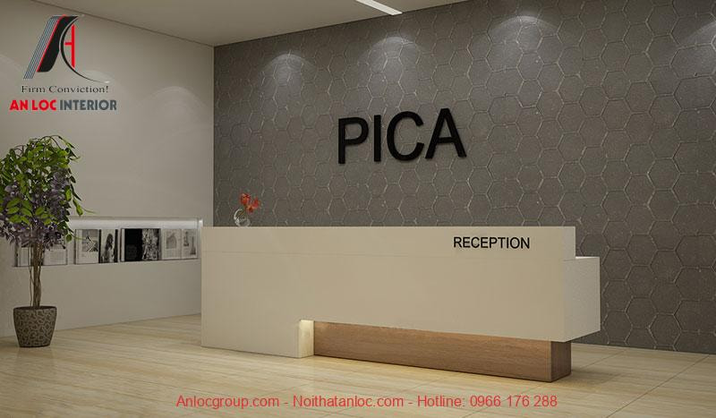 Thiết kế quầy lễ tân văn phòng công ty Pica