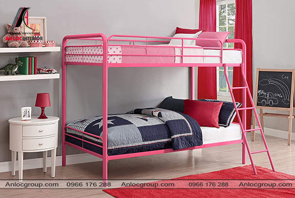 Mẫu 8 - Mẫu 2 giường cho bé từ chất liệu sắt sơn phủ màu đỏ