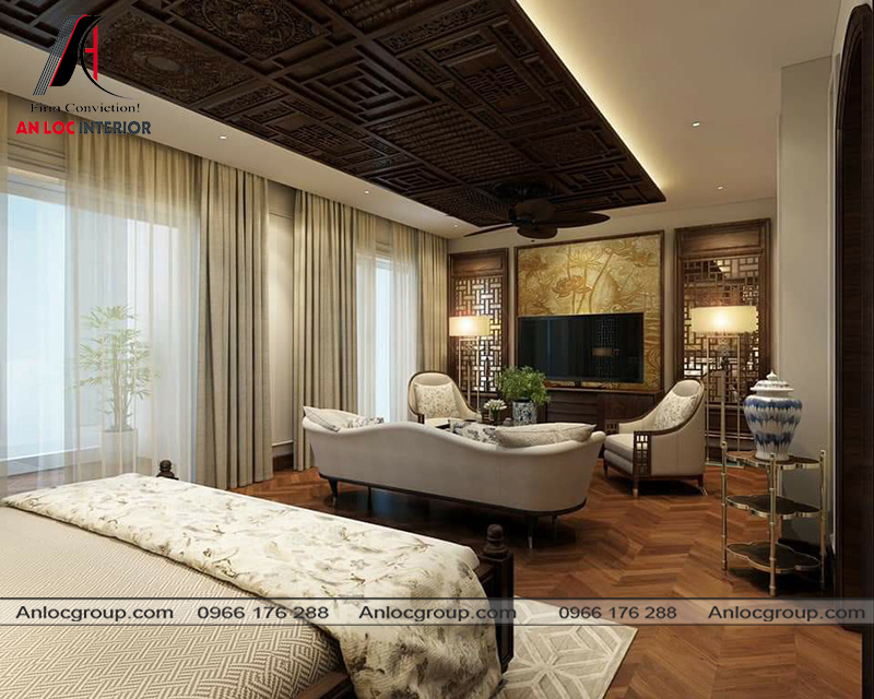 Thiết kế nội thất phòng ngủ phong cách gỗ Việt