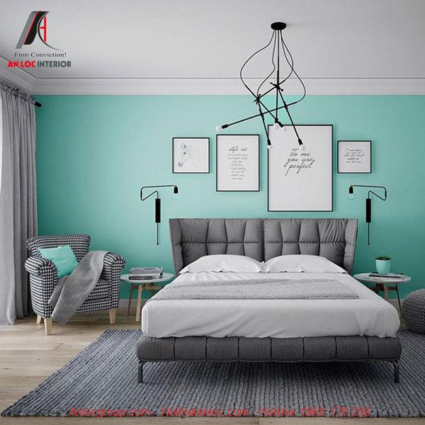 Màu sơn phòng ngủ đẹp, hiện đại kết hợp với đồ nội thất tinh tế