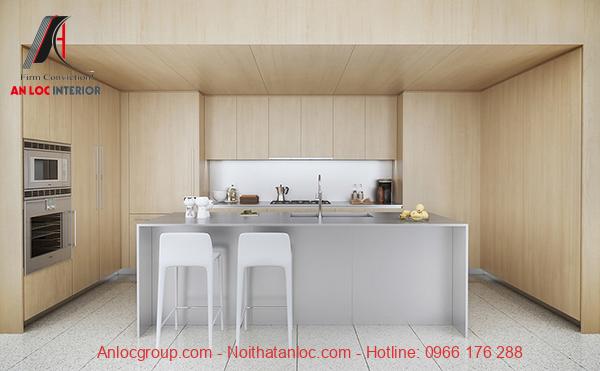 Phòng bếp màu gỗ hợp phong thủy tuổi Canh Thân