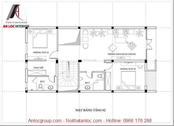 Bản vẽ thiết kế nhà nhỏ 30m2 với tầng 2 phục vụ nhu cầu sinh hoạt của gia chủ