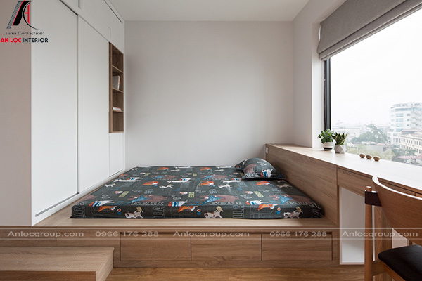 thiết kế nội thất phòng ngủ gỗ công nghiệp