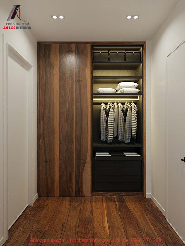 Thiết kế tủ quần áo trong căn hộ chung cư BID Residence Văn Khế hiện đại, màu sắc cuốn hút