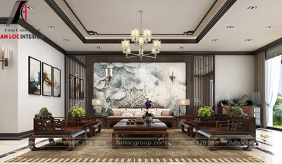 Không gian phòng khách được phối cảnh tựa như bức tranh diệu kỳ