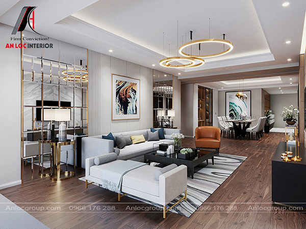 Phòng khách chung cư tại Quảng Ninh được sắp đặt ấn tượng, hài hòa
