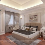 Thiết kế nội thất phòng ngủ 25m2 phong cách tân cổ điển