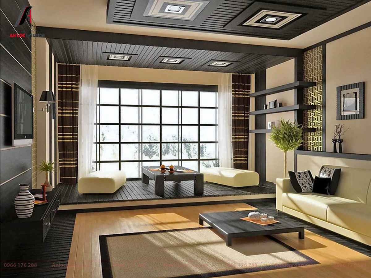 Phòng khách 12m2 phong cách Nhật