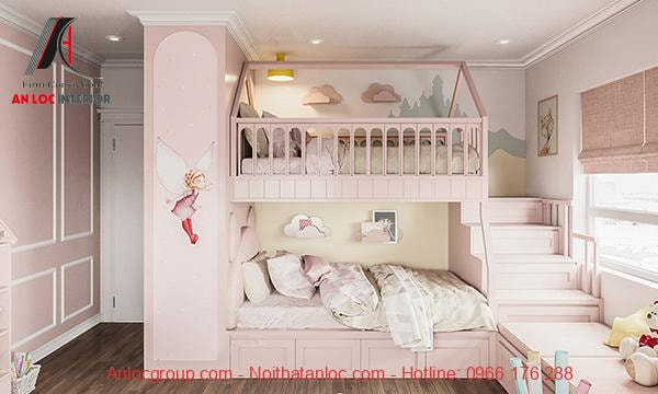 Phòng ngủ màu hồng nhạt