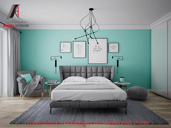 Phòng ngủ màu xanh đậm