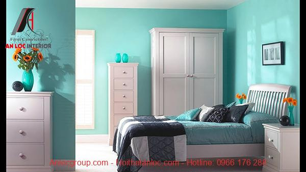 Phòng ngủ màu xanh ngọc bích