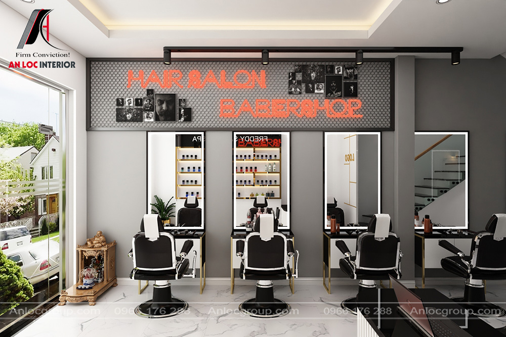 Salon tóc nhà ống 2 tầng 1 tum tại Hưng Yên