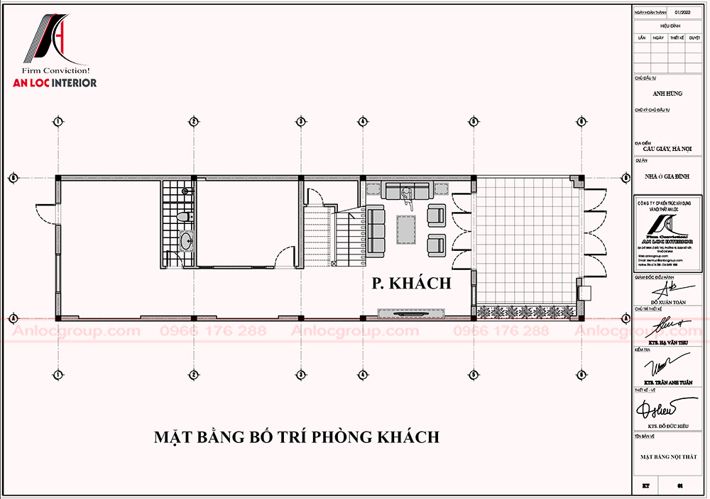 Thiết kế nội thất nhà phố 3 tầng 6x22m tại Hà Nội