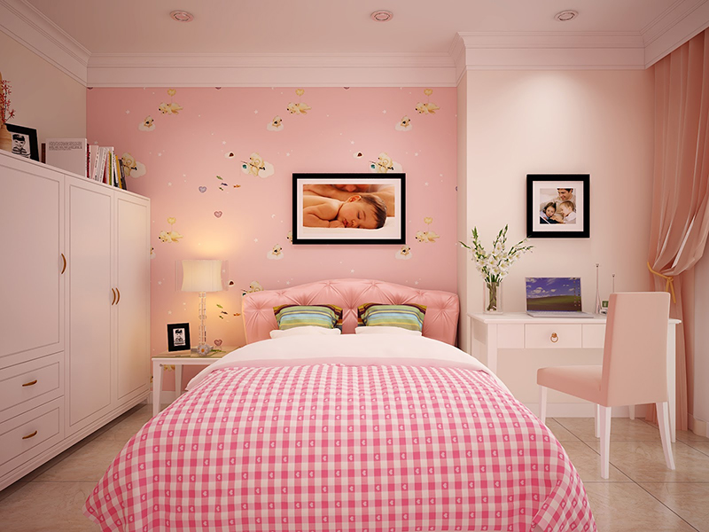 Không gian phòng ngủ nhẹ nhàng, tinh tế với tone màu hồng nữ tính