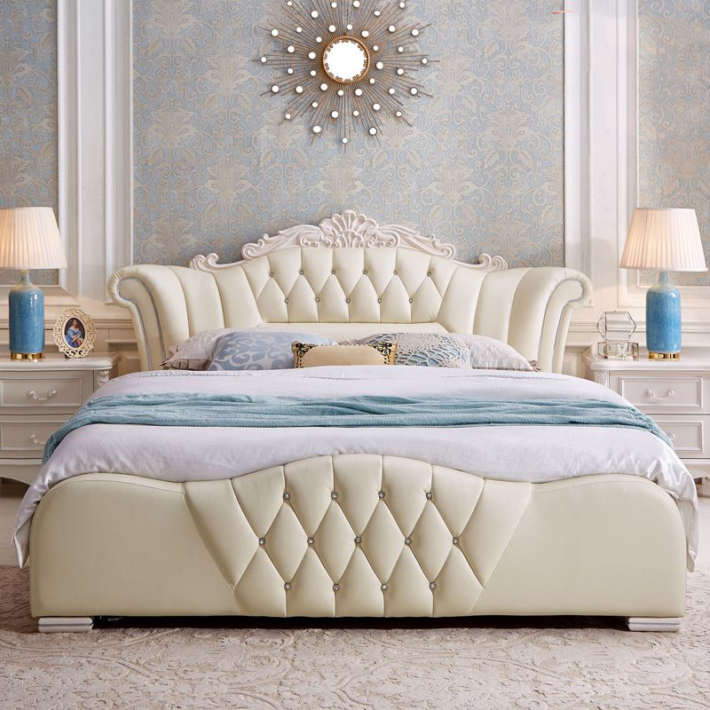 Mẫu 10: Phòng ngủ công chúa với sự kết hợp hai tone màu trắng sữa và xanh dương nhạt nhẹ nhàng, tinh tế