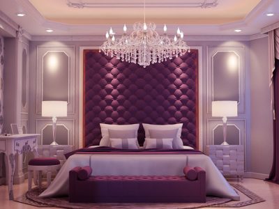 Thiết kế phòng ngủ màu tím