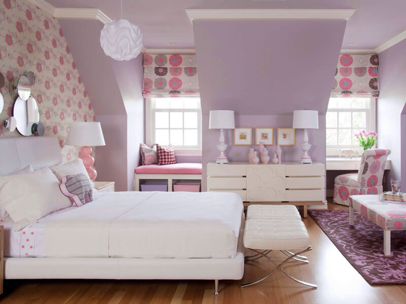 Mẫu 01: Không gian phòng ngủ màu tím nhạt nhẹ nhàng