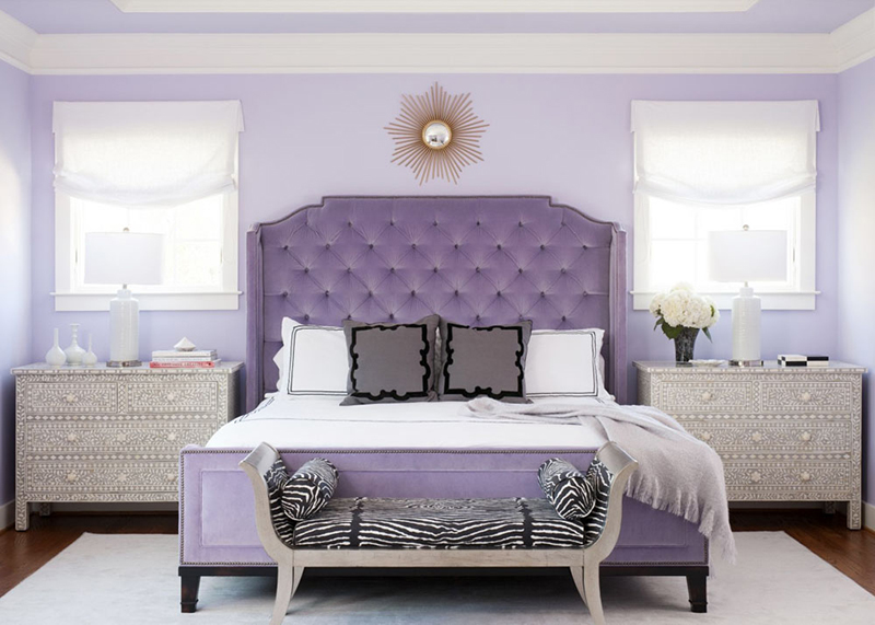 Mẫu 03: Trang trí phòng ngủ màu tím phong cách tân cổ điển