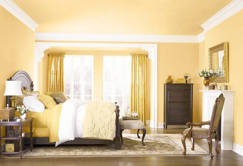 Mẫu 01: thiết kế phòng ngủ vàng nâu phong cách Vintage