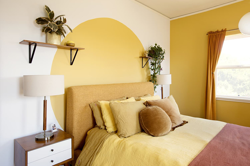 Mẫu 01: Phòng ngủ tone vàng pastel Vintage nhẹ nhàng