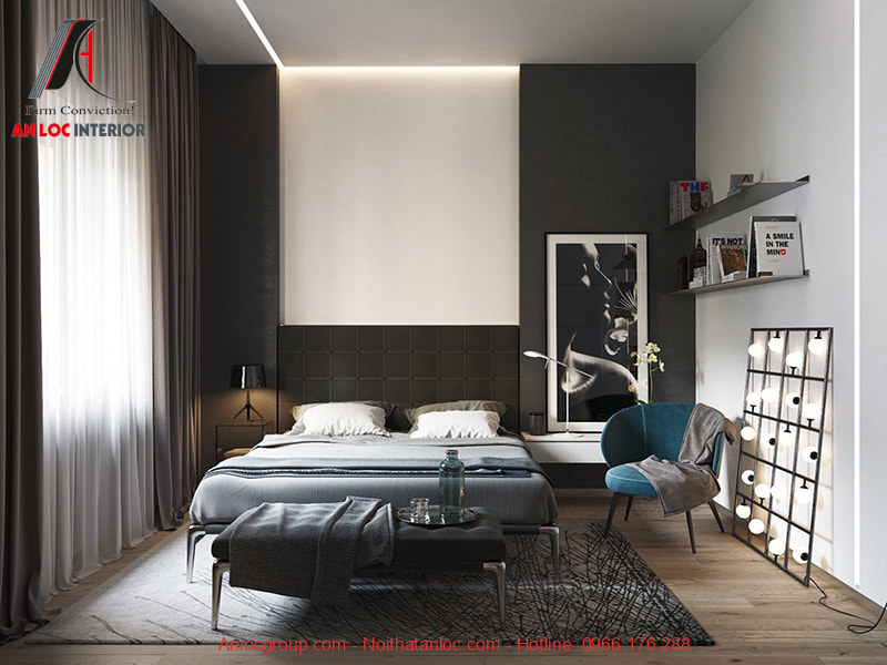 Mẫu 12: Phòng ngủ với thiết kế kết hợp hình khối độc đáo