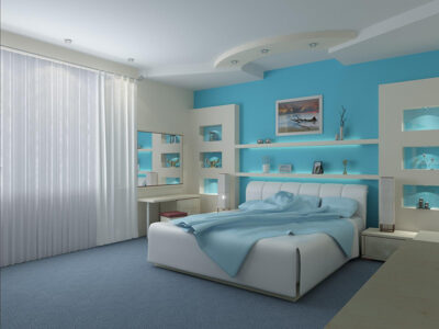 phòng ngủ màu xanh dương đẹp, hiện đại