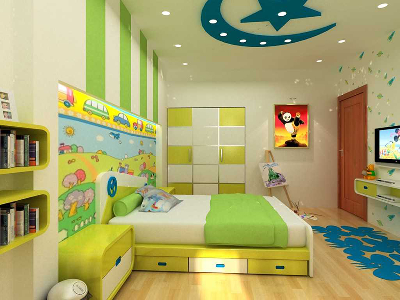 Mẫu 03: Phòng ngủ màu xanh lá cho bé