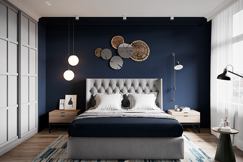 Thiết kế phòng ngủ màu xanh dương