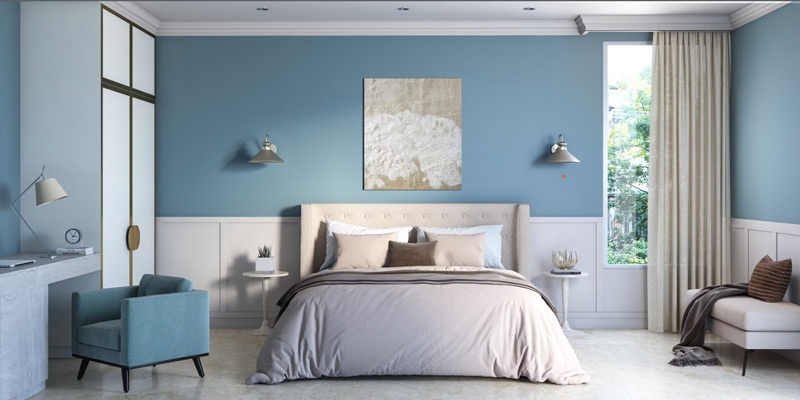 Phòng ngủ màu xanh dương hiện đại 