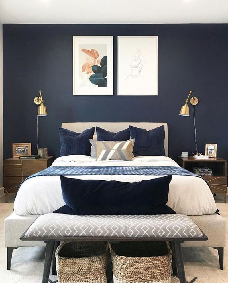 Phòng ngủ màu xanh navy