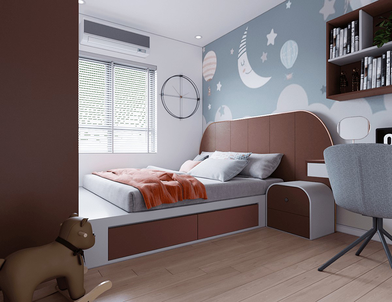 Không gian phòng ngủ cho bé với trang trí tường sáng tạo 