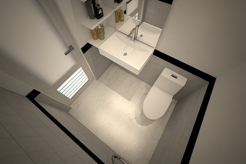 Không gian phòng tắm với thiết kế nội thất hiện đại, tối giản
