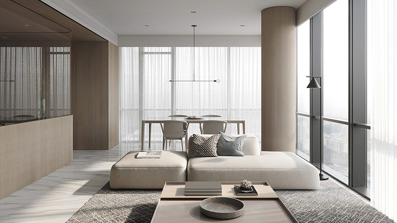 Thiết kế phòng khách chung cư phong cách tối giản ngập tràn ánh sáng tự nhiên