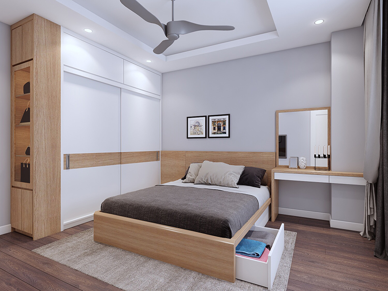 Thiết kế giường ngủ với ngăn kéo thông minh tiết kiệm diện tích