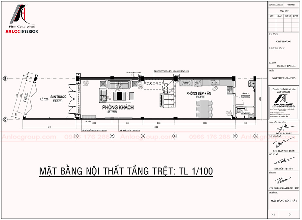 nội thất nhà phố 4 tầng 4x15m tại TPHCM - Chú Hoàng