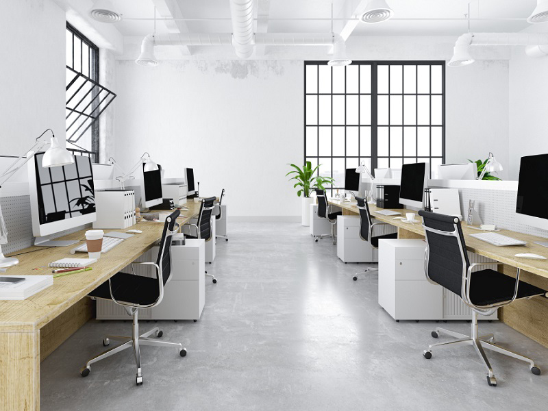 Mẫu 21: Thiết kế văn phòng sử dụng tone màu xám trắng hiện đại và trẻ trung