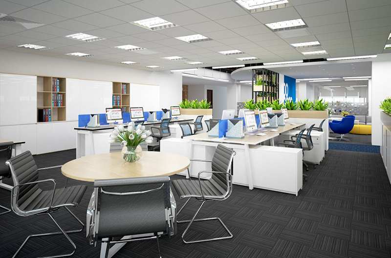 Mẫu 02: không gian nội thất văn phòng 60m2 hiện đại, chuyên nghiệp