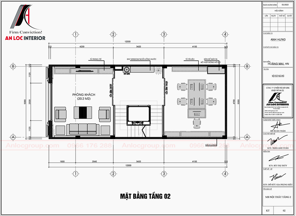 Thiết kế nội thất nhà phố 5x12m tại Hoàng Mai, Hà Nội