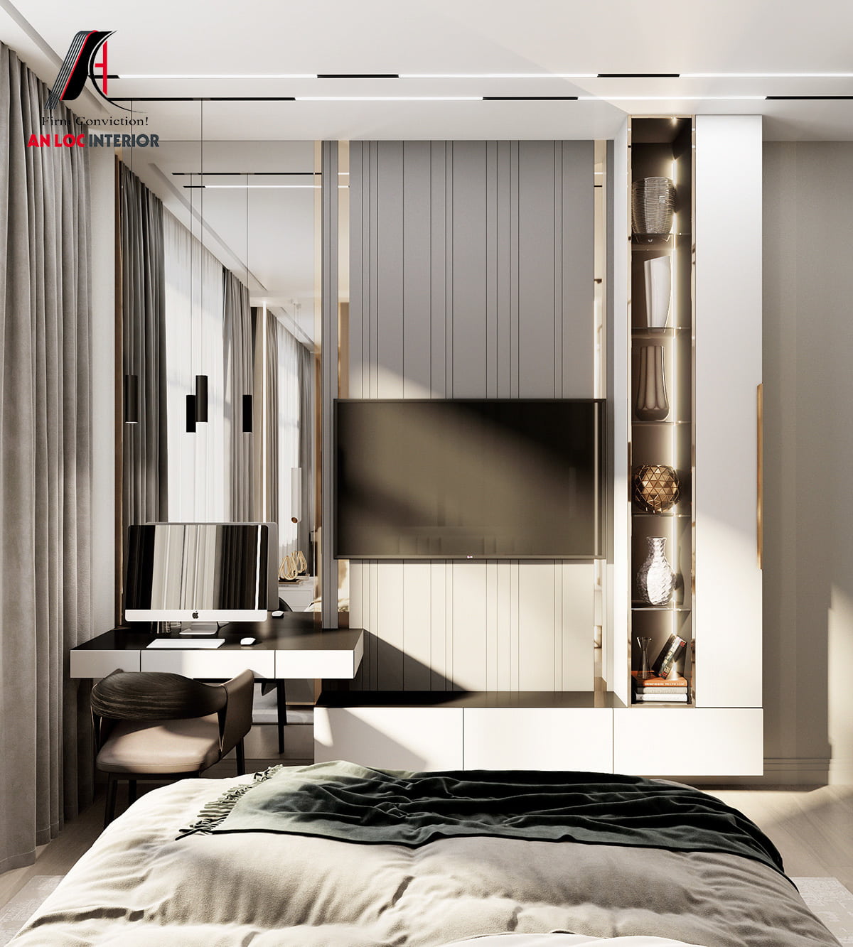 Phòng ngủ 14m2 theo phong cách Luxury