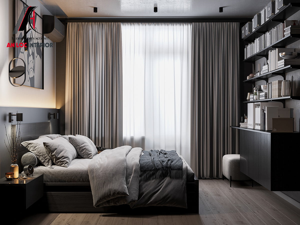 Thiết kế phòng ngủ 14m2 theo phong cách tối giản 