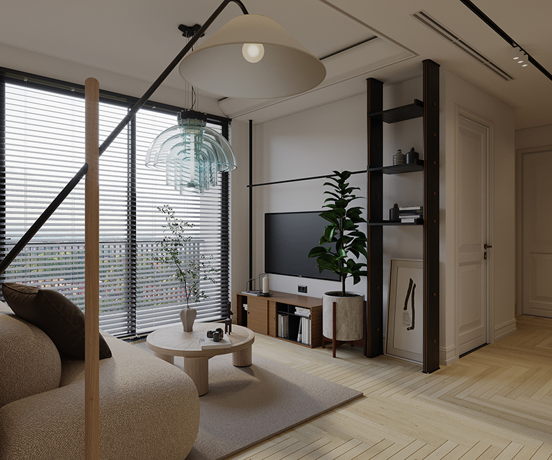 Thiết kế nội thất chung cư 58m2 đơn giản