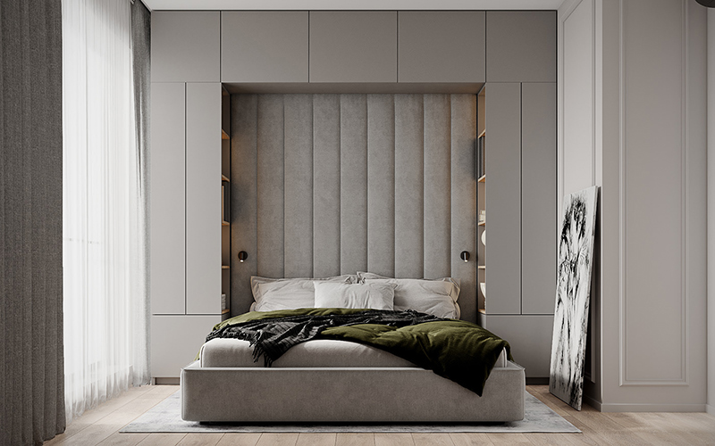 Thiết kế nội thất chung cư 58m2 phòng ngủ tối giản đẹp