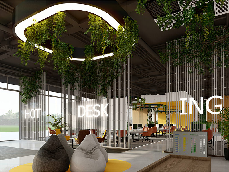 Thiết kế văn phòng xanh với không gian mở 