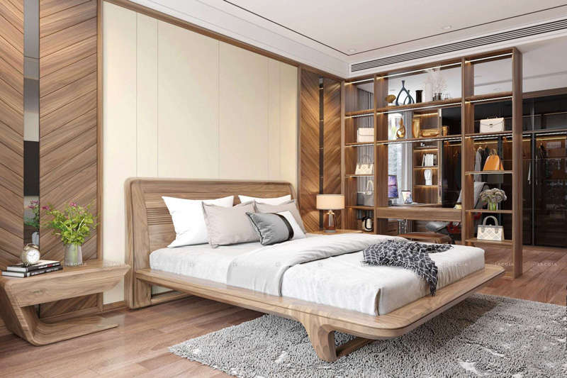 Phòng ngủ vợ chồng gỗ tự nhiên
