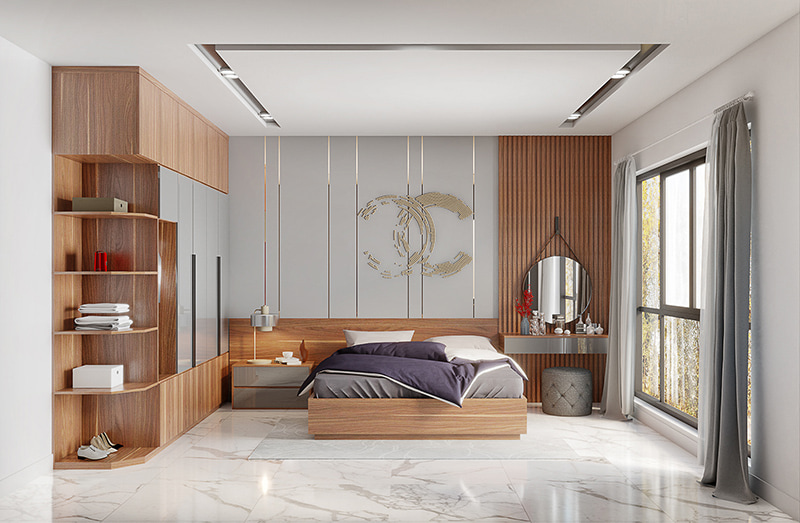 Mẫu 04: Nội thất phòng ngủ bằng gỗ công nghiệp mang lại vẻ đẹp hợp xu hướng 