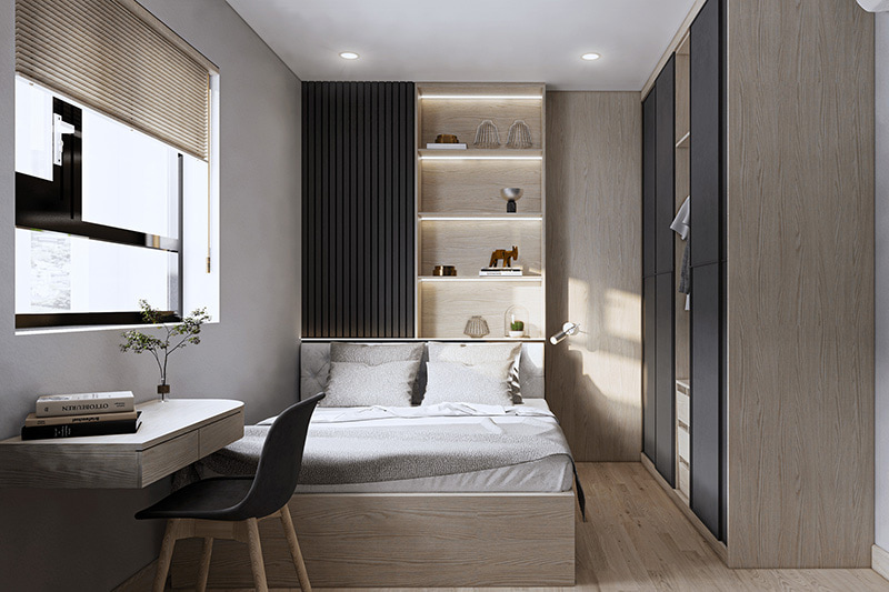 Mẫu 06: Không gian phòng ngủ hiện đại hơn với nội thất gỗ công nghiệp