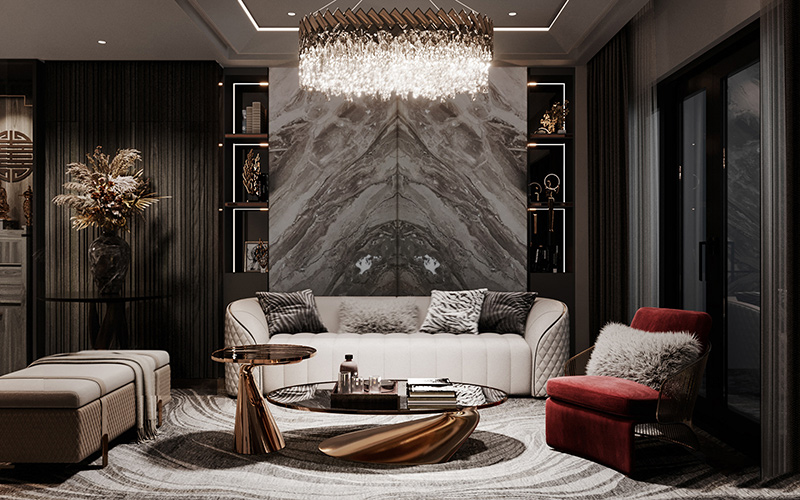 Thiết kế nội thất phong cách Luxury tạo sự đẳng cấp cho không gian phòng khách