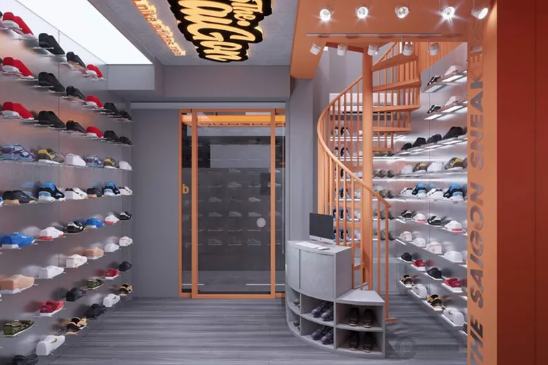 thiết kế cửa hàng giày dép